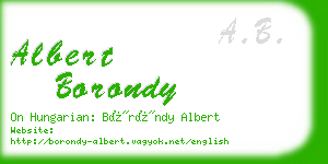 albert borondy business card